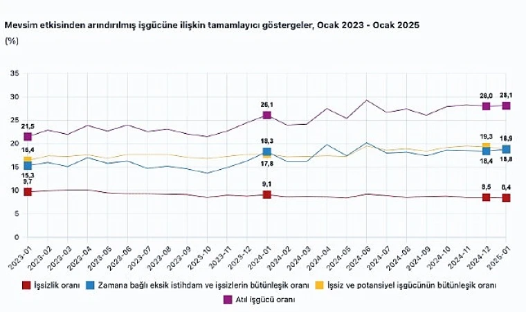 Tüik: Mevsim etkisinden arındırılmış işsizlik oranı %8,4 seviyesinde gerçekleşti