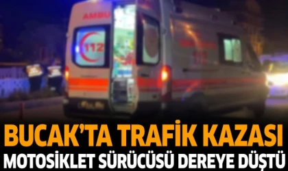 Bucak'ta trafik kazası motosiklet sürücüsü dereye düştü