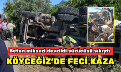 FECİ KAZA BETON MİKSERİ DEVRİLDİ